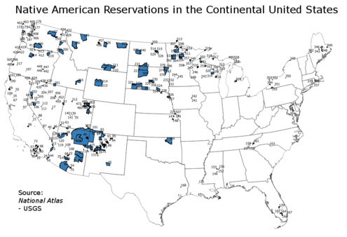 carte réserves indiennes USA